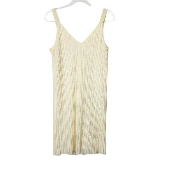 Anthropologie Meadow Rue Ivory Dress Womens Size 6 Pleated Sleeveless Slip - Picture 2 of 9